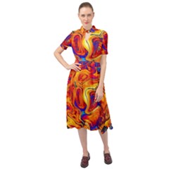 Sun & Water Keyhole Neckline Chiffon Dress by LW41021