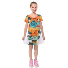 Spring Flowers Kids  Short Sleeve Velvet Dress by LW41021