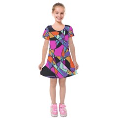 Abstract  Kids  Short Sleeve Velvet Dress by LW41021