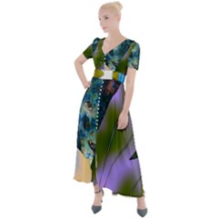 Jungle Lion Button Up Short Sleeve Maxi Dress by LW41021