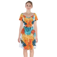 Spring Flowers Short Sleeve Bardot Dress by LW41021