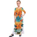 Spring Flowers Kids  Quarter Sleeve Maxi Dress View1