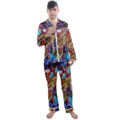 Colored Summer Men s Long Sleeve Satin Pajamas Set by Galinka