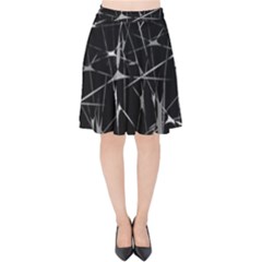 Black And White Splatter Abstract Print Velvet High Waist Skirt by dflcprintsclothing