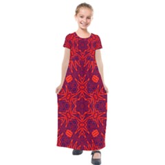 Red Rose Kids  Short Sleeve Maxi Dress by LW323