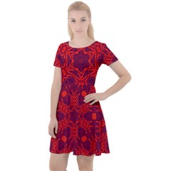 Red Rose Cap Sleeve Velour Dress  by LW323