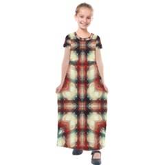 Royal Plaid Kids  Short Sleeve Maxi Dress by LW323