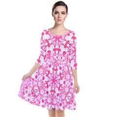 Pink Petals Quarter Sleeve Waist Band Dress by LW323