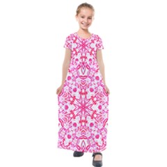 Pink Petals Kids  Short Sleeve Maxi Dress by LW323