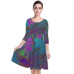 Evening Bloom Quarter Sleeve Waist Band Dress by LW323