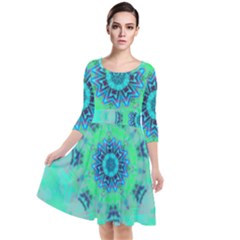 Blue Green  Twist Quarter Sleeve Waist Band Dress by LW323