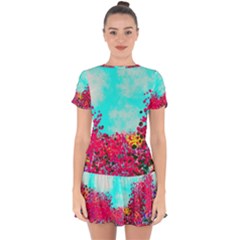 Flowers Drop Hem Mini Chiffon Dress by LW323