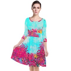 Flowers Quarter Sleeve Waist Band Dress by LW323