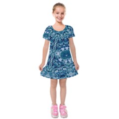 Blue Heavens Kids  Short Sleeve Velvet Dress by LW323