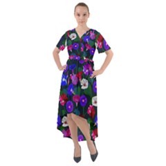 Watercolor Flowers  Bindweed  Liana Front Wrap High Low Dress by SychEva