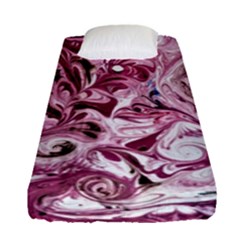 Dusty Pink Marbling Fitted Sheet (single Size) by kaleidomarblingart