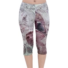 Pebbles Module  Velvet Capri Leggings  by kaleidomarblingart