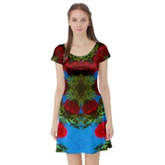 Rosette Short Sleeve Skater Dress by LW323