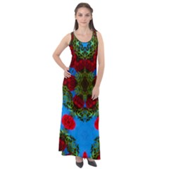 Rosette Sleeveless Velour Maxi Dress by LW323