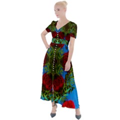Rosette Button Up Short Sleeve Maxi Dress by LW323