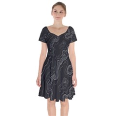 Topography Map Short Sleeve Bardot Dress by goljakoff