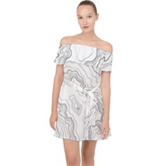 Topography Map Off Shoulder Chiffon Dress by goljakoff