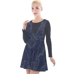 Blue Topography Plunge Pinafore Velour Dress by goljakoff