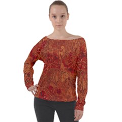 Animalprintfnl1 Off Shoulder Long Sleeve Velour Top by PollyParadise