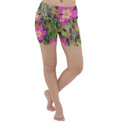 Jungle Floral Lightweight Velour Yoga Shorts by PollyParadise