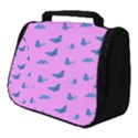 Blue butterflies at pastel pink color background Full Print Travel Pouch (Small) View1