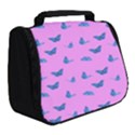 Blue butterflies at pastel pink color background Full Print Travel Pouch (Small) View2