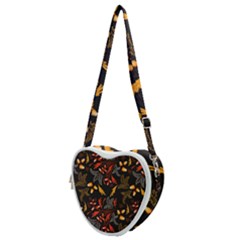 Folk Floral Pattern  Abstract Flowers Surface Design  Seamless Pattern Heart Shoulder Bag by Eskimos