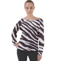 Zebra Off Shoulder Long Sleeve Velour Top View1