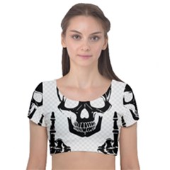 Bad 2 The Bone Velvet Short Sleeve Crop Top  by MrsTheDON