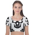 Bad 2 The Bone Velvet Short Sleeve Crop Top  View1