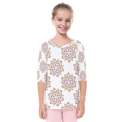 Flowers Pattern Kids  Quarter Sleeve Raglan Tee by UniqueThings