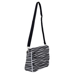 Zebra Stripes, Black And White Asymmetric Lines, Wildlife Pattern Shoulder Bag With Back Zipper by Casemiro