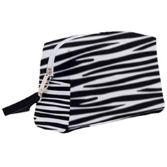 Zebra Stripes, Black And White Asymmetric Lines, Wildlife Pattern Wristlet Pouch Bag (large) by Casemiro