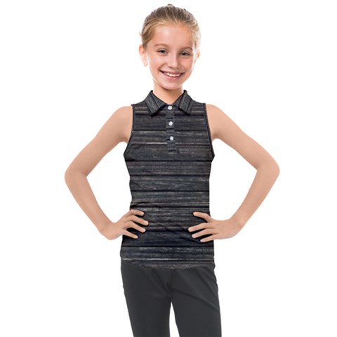 Wooden Linear Geometric Design Kids  Sleeveless Polo Tee by dflcprintsclothing