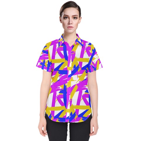 Colored Stripes Women s Short Sleeve Shirt by UniqueThings