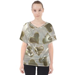   Golden Hearts V-neck Dolman Drape Top by Galinka