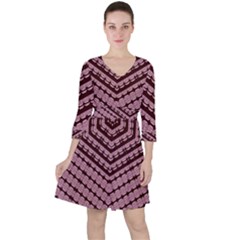 Burgundy Quarter Sleeve Ruffle Waist Dress by LW323