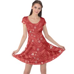 Folk Floral Pattern  Flowers Abstract Surface Design  Seamless Pattern Cap Sleeve Dress by Eskimos