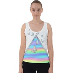 Minimal Holographic Butterflies Velvet Tank Top by gloriasanchez