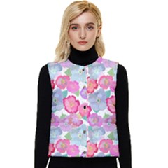 Bright, Joyful Flowers Women s Button Up Puffer Vest by SychEva