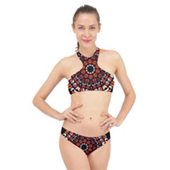 Kaleid Geometric Metal Color High Neck Bikini Set by alllovelyideas