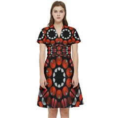Kaleid Geometric Metal Color Short Sleeve Waist Detail Dress by alllovelyideas