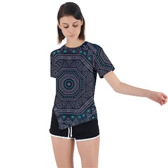 Mandala Vert Noir Pattern Asymmetrical Short Sleeve Sports Tee by alllovelyideas