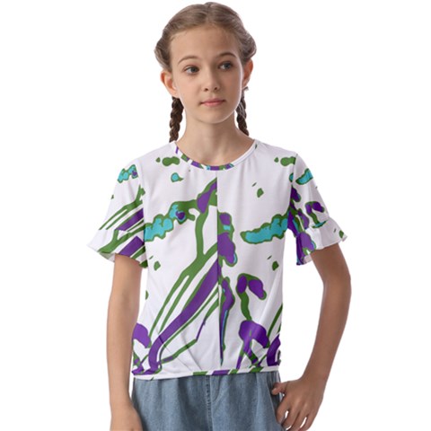 Multicolored Abstract Print Kids  Cuff Sleeve Scrunch Bottom Tee by dflcprintsclothing