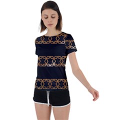 Pattern Geometric Gold Black Back Circle Cutout Sports Tee by alllovelyideas